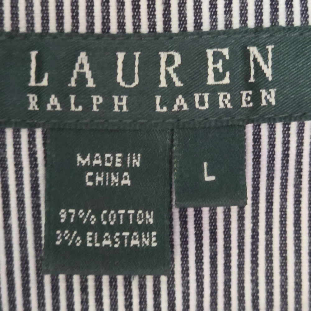 Lauren Ralph Lauren Blazer Women Large Navy White Striped Excellent Tailored - Picture 4 of 10